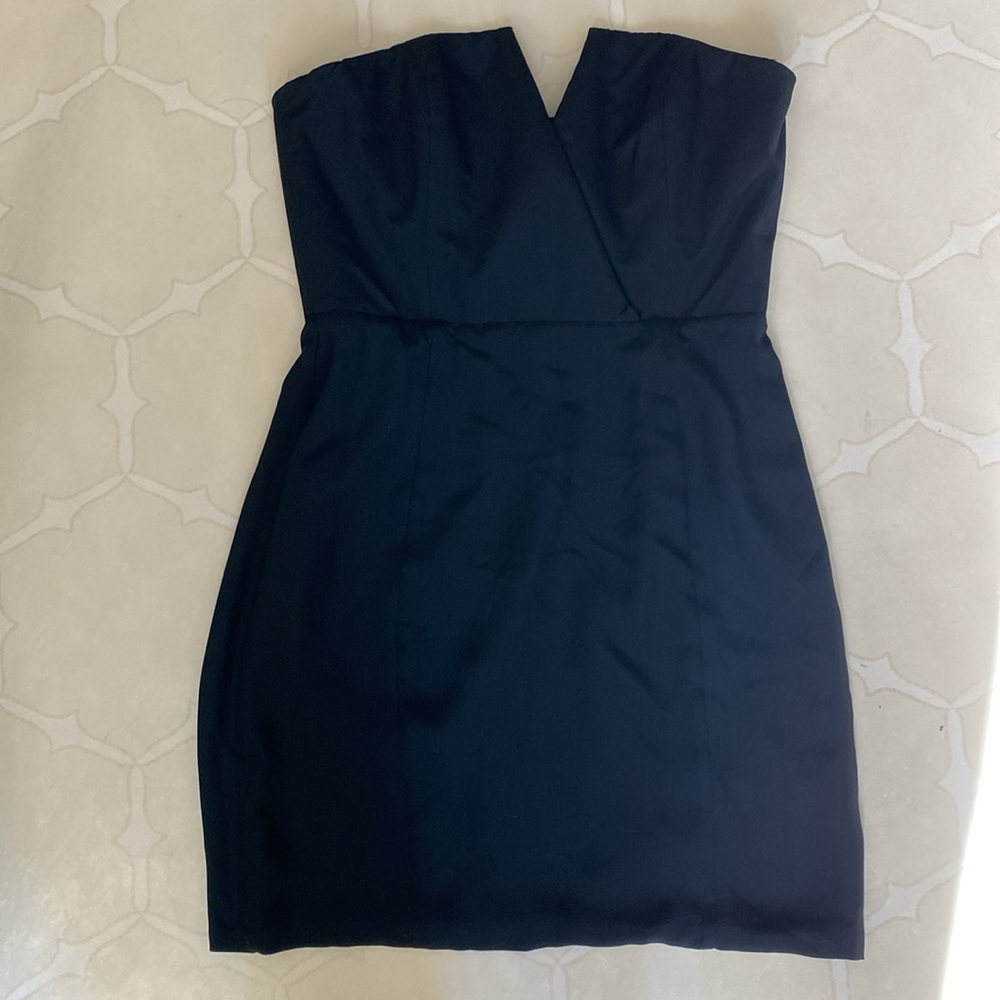 Naven Bombshell Silk Black Strapless Mini Dress V Neck